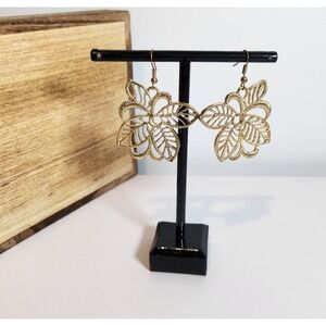 Leaf Dangle Earrings Gold Tone Fashion‎ Lightweight Drop Bohemian